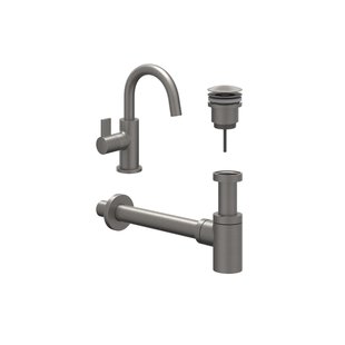 IVY Fonteinset - opbouw - draaibare uitloop - always open plug - Geborsteld metal black PVD 6901446