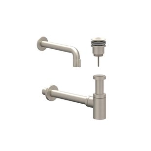 IVY Fonteinset - wand model - inkortbaar - always open plug - Geborsteld nickel PVD 6901433