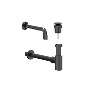 IVY Fonteinset - wand model - inkortbaar - always open plug - Zwart chroom PVD 6901437