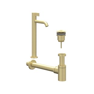 IVY Fonteinset - opbouw - verhoogd - always open plug - Geborsteld mat goud PVD 6901474