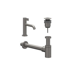 IVY Fonteinset - opbouw - laag - always open plug - Geborsteld metal black PVD 6901416