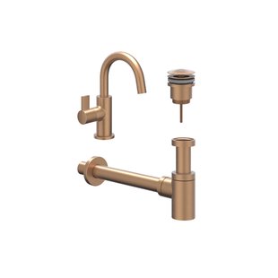 IVY Fonteinset - opbouw - draaibare uitloop - always open plug - Geborsteld mat koper PVD 6901445