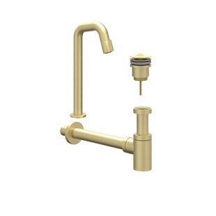 IVY Fonteinset - Contour - opbouw - verhoogd - always open plug - Geborsteld mat goud PVD 6901464