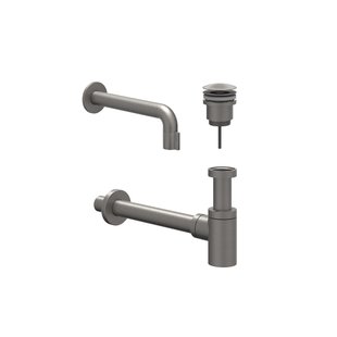 IVY Fonteinset - wand model - inkortbaar - always open plug - Geborsteld metal black PVD 6901436