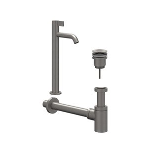 IVY Fonteinset - opbouw - verhoogd - always open plug - Geborsteld metal black PVD 6901476