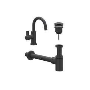 IVY Fonteinset - opbouw - draaibare uitloop - always open plug - Mat zwart PED 6901442