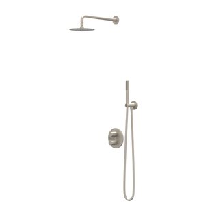 IVY Pact Regendoucheset - inbouw - 2-weg stop-omstel - 30cm plafondbuis - 30cm slim hoofddouche rond - houder met uitlaat - 150cm doucheslang - staafmodel handdouche - Geborsteld nickel PVD CSP2GNACCA