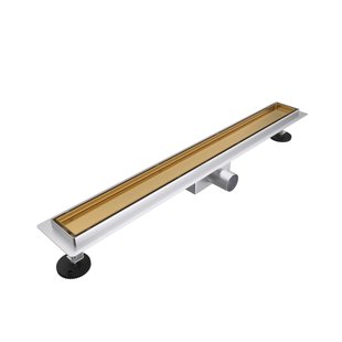 Fortifura Galeria douchegoot - 140cm - tegelrooster - vloerflens - Geborsteld Messing PVD (Goud) SW719877/SW1075347