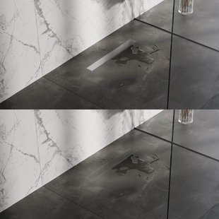 Brauer Douchegoot - 50x7x6.7cm - ondiepe vloerflens - zijuitloop - tegelinlegrooster omkeerbaar - RVS DR-MRF50NG