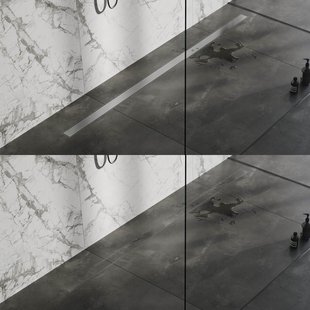 Brauer Douchegoot - 200x7x6.7cm - ondiepe vloerflens - zijuitloop - tegelinlegrooster omkeerbaar - RVS DR-MRF200NG