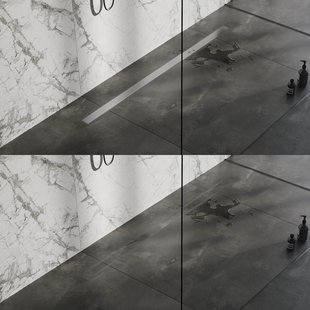 Brauer Douchegoot - 140x7x6.7cm - ondiepe vloerflens - zijuitloop - tegelinlegrooster omkeerbaar - RVS DR-MRF140NG