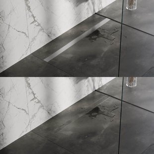 Brauer Douchegoot - 120x7x6.7cm - ondiepe vloerflens - zijuitloop - tegelinlegrooster omkeerbaar - RVS DR-MRF120NG