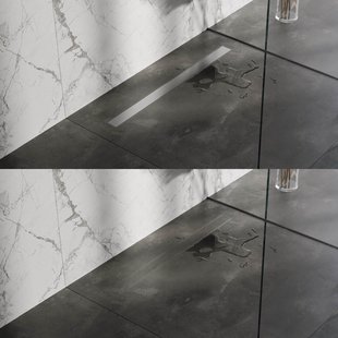 Brauer Douchegoot - 100x7x6.7cm - ondiepe vloerflens - zijuitloop - tegelinlegrooster omkeerbaar - RVS DR-MRF100NG