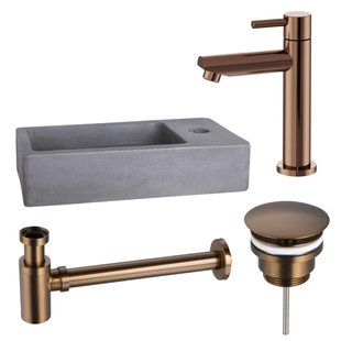 Fortifura Fuente Fonteinset - 40x22x8cm - 1 kraangat - fonteinkraan koper - beton SW970033/SW799405/SW799403/SW405221