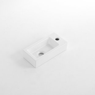 QeramiQ Dely Fontein - 38x18.5x9cm - keramiek - kraangat rechts - Glans wit E-8020R-GW