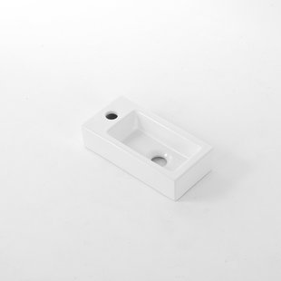 QeramiQ Dely Fontein - 38x18.5x9cm - keramiek - kraangat links - Glans wit E-8020L-GW