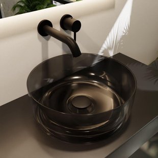 Mondiaz Jewel Waskom - 40x15x40 - antibacterieel - transparant - zwart M82017black