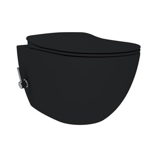 Creavit Hangend Toilet - 35.3x51cm - Bidetsproeier warm/koud - spoelrandloos - mat zwart FE322-34SM00E-0004