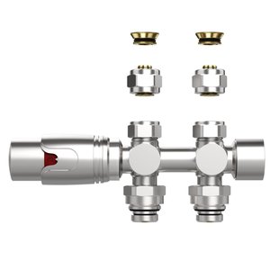 Belrad Radiatorkraan - 19.8x4.3 - thermostatisch - muur- en vloeraansluting - 1/2MX16/2 M30 - geborsteld rvs BLR301
