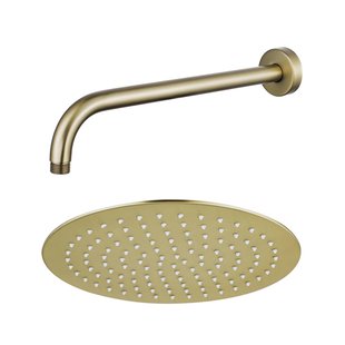 Fortifura Calvi Hoofddouche - 25cm - rond - wandarm 35cm - Geborsteld Messing PVD (Goud) SW720555/SW720562