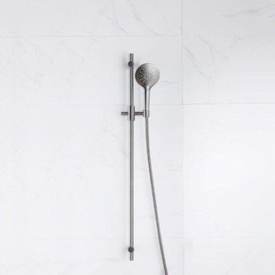 Fortifura Calvi glijstangset met ronde handdouche, metalen doucheslang Geborsteld Gunmetal PVD SW767491/SW799451/SW706207