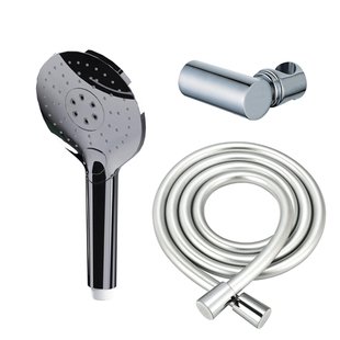 Fortifura Calvi Handdoucheset - Ø12 - rond - 3 straalsoorten - met houder - met gladde slang - 150cm - chroom SW496814/SW720564/SW706209