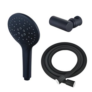 Fortifura Calvi Handdoucheset - Ø12 - rond - 3 straalsoorten - met houder - met gladde slang - 150cm - zwart SW496816/SW720565/SW706210