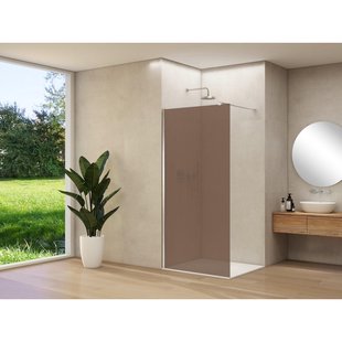 Van Rijn Products ST01 vaste wand - 98x200cm - brons rookglas - - dikte 8mm - stabilisatiestang - muurprofiel - Chroom ST01500100BRCHM