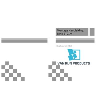 Van Rijn Products ST01 vaste wand - 30x200cm - helder glas met satijnbaan - - dikte 8mm - stabilisatiestang - muurprofiel - Chroom ST0150030GSCHM