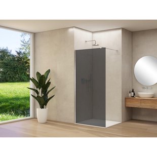 Van Rijn Products ST01 vaste wand - 118x200cm - grijs rookglas - - dikte 8mm - stabilisatiestang - muurprofiel - Chroom ST01500120GRCHM