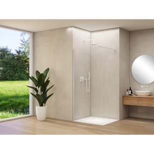 Van Rijn Products ST01 vaste wand - 88x200cm - helder glas - - dikte 8mm - stabilisatiestang - muurprofiel - wit ST0150090HEWTM