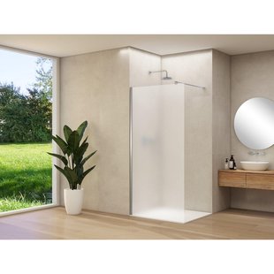 Van Rijn Products ST01 vaste wand - 98x200cm - satijnglas - - dikte 8mm - stabilisatiestang - muurprofiel - RVS Geborsteld ST01500100PRGSBNM