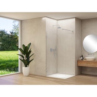 Van Rijn Products ST01 vaste wand - 70x200cm - helder glas - - dikte 8mm - stabilisatiestang - muurklemmen - Chroom ST0150070HECHK