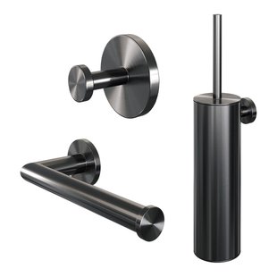 Brauer Gunmetal Edition Toilet Accessoireset - 3-delig - PVD - geborsteld gunmetal 5-GM-323