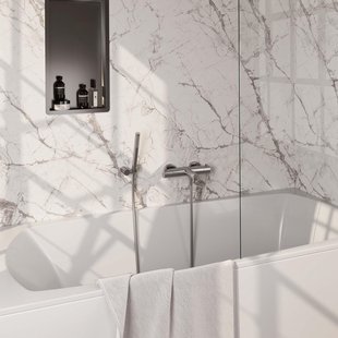 Brauer Brushed Edition Badkraan - douchegarnituur - handdouche staaf 1 stand - gladde knop - PVD - Geborsteld RVS 5-NG-232