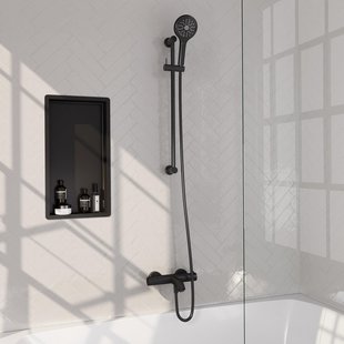 Brauer Black Edition Badkraan Opbouw - glijstang - 2 functies - 2 gladde knoppen - handdouche rond 3 standen - mat zwart 5-S-231