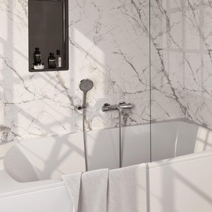 Brauer Chrome Carving Badkraan - douchegarnituur - handdouche rond 3 standen - carving knop - chroom 5-CE-247