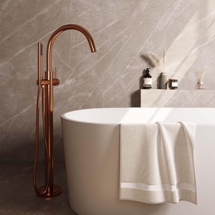 Brauer Copper Edition Staande Badkraan - handdouche staaf 1 stand -2 gladde knoppen - PVD - geborsteld koper 5-GK-259