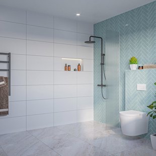 Fortifura Galeria Inloopdouche - ribbel glas - 40x200cm - 8mm - nano - blind inbouw profiel SW797948 SW1102415