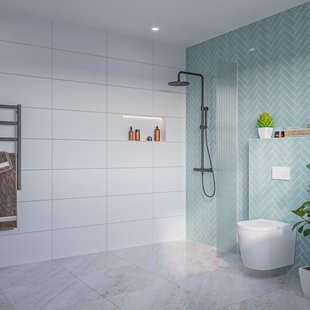 Fortifura Galeria Inloopdouche - ribbel glas - 30x200cm - 8mm - nano - blind inbouw profiel SW797945 SW1102415