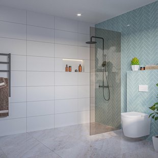 Fortifura Galeria Inloopdouche - rook glas - 80x200cm - 8mm - nano - blind inbouw profiel SW797939 SW1102415