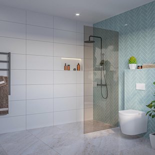 Fortifura Galeria Inloopdouche - rook glas - 90x200cm - 8mm - nano - blind inbouw profiel SW797938 SW1102415