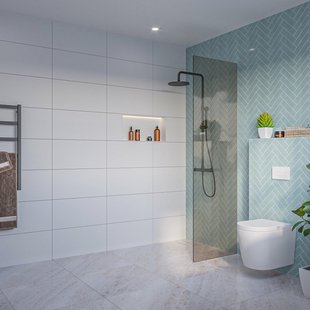 Fortifura Galeria Inloopdouche - rook glas - 60x200cm - 8mm - nano - blind inbouw profiel SW797935 SW1102415