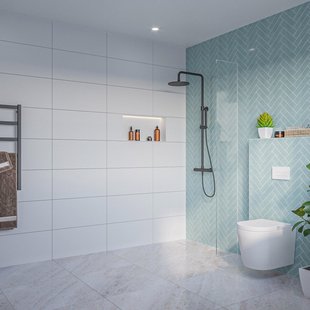 Fortifura Galeria Inloopdouche - helder glas - 180x200cm - 8mm - nano - blind inbouw profiel SW797920 SW1102415