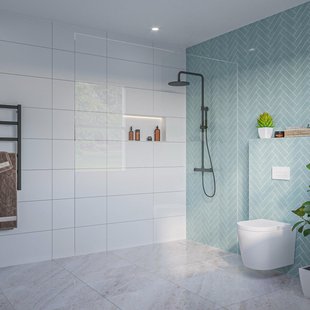 Fortifura Galeria Inloopdouche - helder glas - 50x200cm - 8mm - nano - blind inbouw profiel SW797919 SW1102415