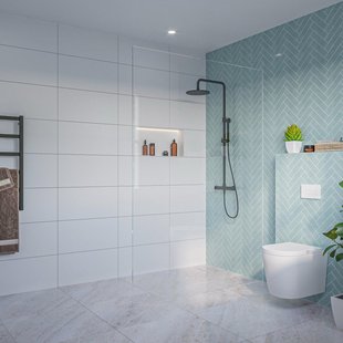 Fortifura Galeria Inloopdouche - helder glas - 140x200cm - 8mm - nano - blind inbouw profiel SW797916 SW1102415