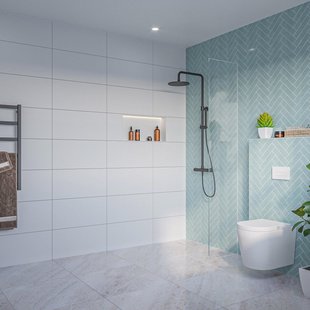 Fortifura Galeria Inloopdouche - helder glas - 30x200cm - 8mm - nano - blind inbouw profiel SW797909 SW1102415