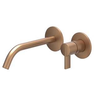 IVY Pact Wastafelmengkraan - 2-gats - inclusief inbouw - wandmontage - gebogen uitloop - coldstart - Geborsteld mat koper PVD SW1030894 SW1030902