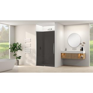 Van Rijn Products ST09 Schuifdeur vast deel - 137.5x200cm - grijs rookglas - soft-close - incl. Chroom ST09300140GRCH