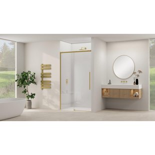 Van Rijn Products ST09 Schuifdeur vast deel - 177.5x200cm - helder glas - soft-close - incl. Messing Geborsteld ST09300180HESB